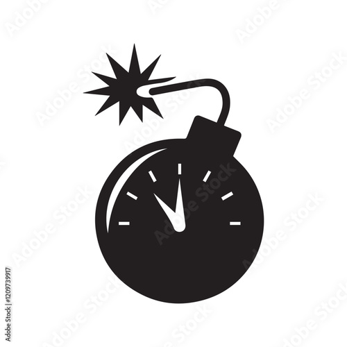 Time Bomb Icon Silhouette Isolated White Background