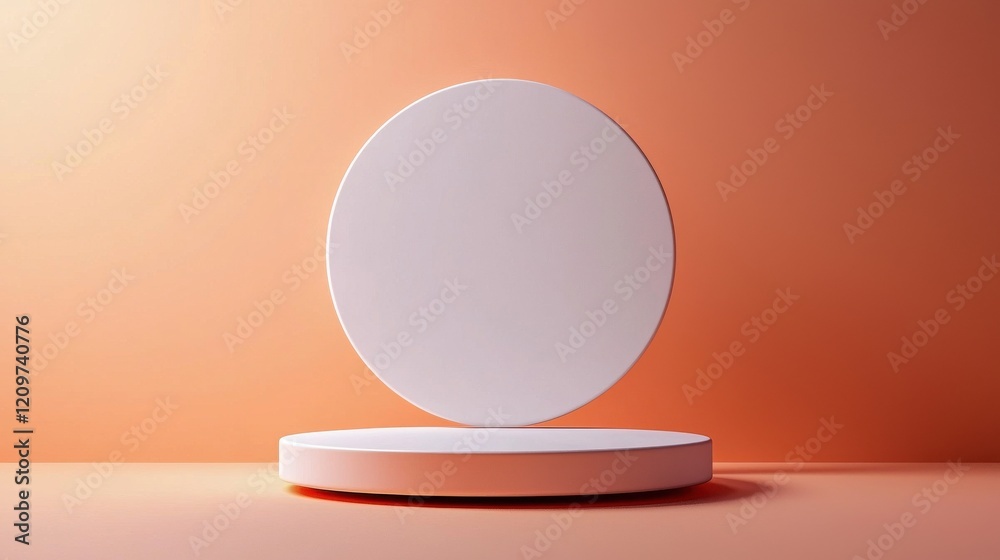 A simple and elegant scene with a white circular podium on a plain background featuring subtle light gradients A simple and elegant scene with a white circular podium on a plain background featuring subtle light gradients