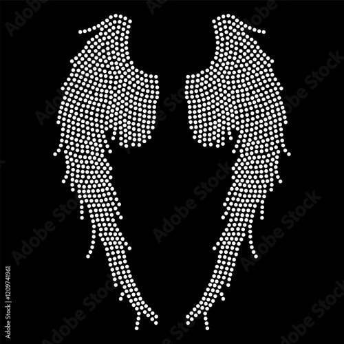 Rhinestone applique collar design for t-shirt or blouse hot-fix transfer. Abstract beautiful glitter applique rhinestone motif.	