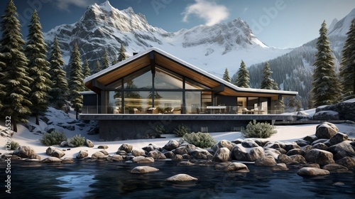 A photo of a Modern Beach House with Sleek Coast