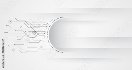 Sci-fi concept for presentation or banner. Abstract futuristic circuit board. High tech digital technology design. High computer technology elements on a grey background.