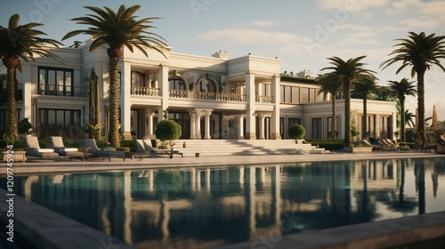 A photo of a Modern Palace Home in Soft Focus