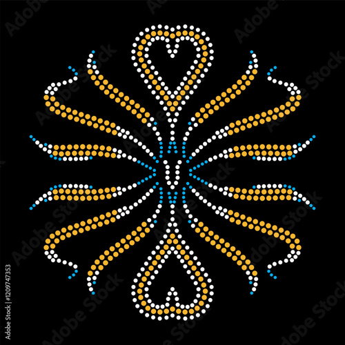 Rhinestone applique collar design for t-shirt or blouse hot-fix transfer. Abstract beautiful glitter applique rhinestone motif.	
