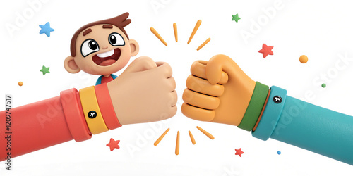 Wallpaper Mural Fist Bump Between Cartoon Hands in 3D for Partnership Torontodigital.ca