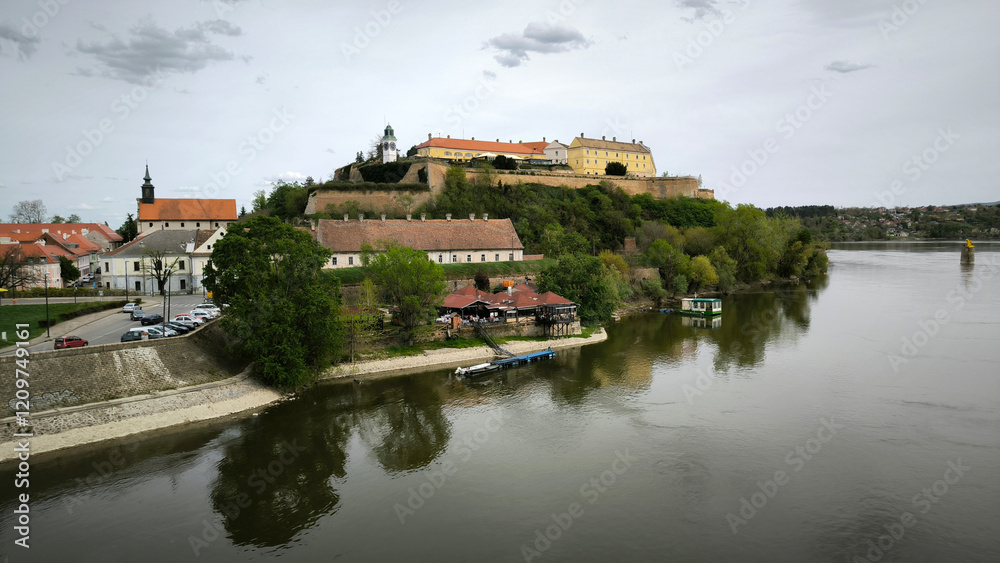 Petrovaradin Fortress by the Danube river in spring Petrovaradin Fortress by the Danube river in spring