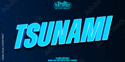 Tsunami editable text effect, customizable water and ocean 3d font style