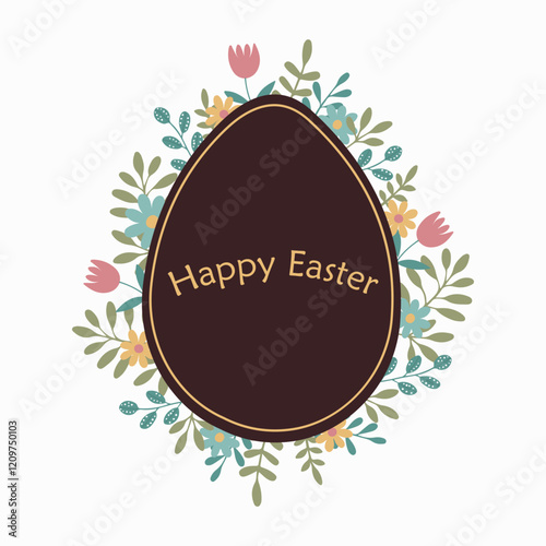 Floral composition with easter chocolate egg