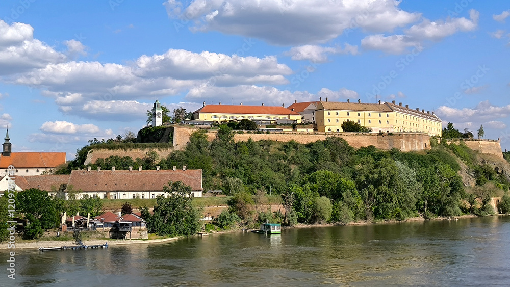 Petrovaradin Fortress by the Danube river in spring Petrovaradin Fortress by the Danube river in spring