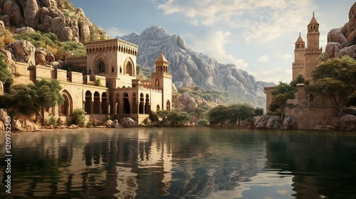 A photo of a Monastery Reflecting Tranquility