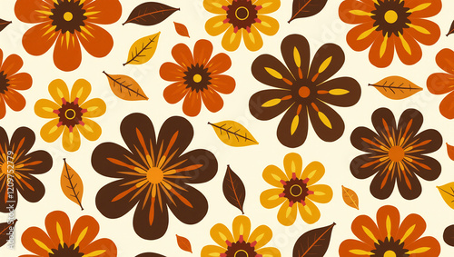 Wallpaper Mural Retro 70s Floral Pattern Groovy Design Torontodigital.ca