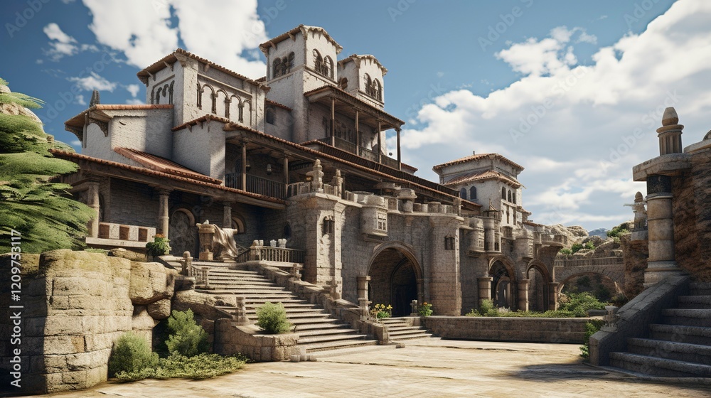 Fototapeta premium A photo of a Monastery with Architectural scenery