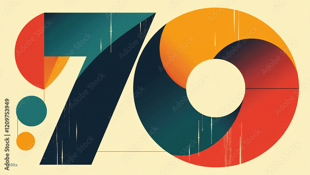 Retro 70s Abstract Shape Graphic Art Retro 70s Abstract Shape Graphic Art