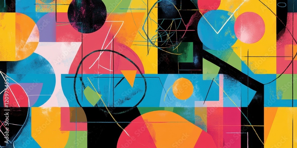 Fototapeta premium Abstract Geometric Composition In Vibrant Hues
