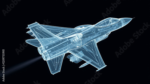 X ray of a fighter jet in flight photo