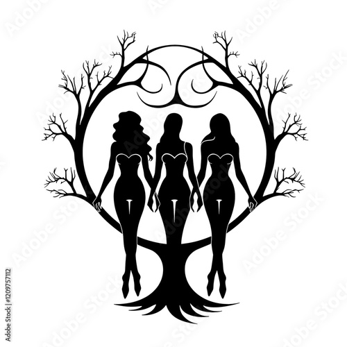 Triple Moon (Triple Goddess) – A Mystical Representation of the Maiden, Mother, and Crone. Perfect for Pagan, Wiccan, and Spiritual Art, Rituals, and Decor. Cycles of Life, Feminine Energy, and Lunar 