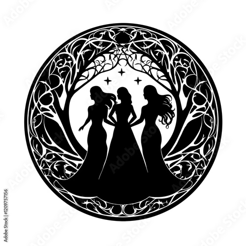 Triple Moon (Triple Goddess) – A Mystical Representation of the Maiden, Mother, and Crone. Perfect for Pagan, Wiccan, and Spiritual Art, Rituals, and Decor. Cycles of Life, Feminine Energy, and Lunar 