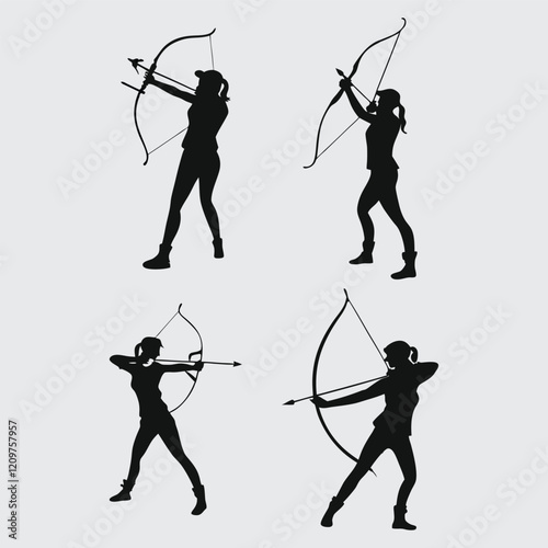 Archery athletes  image silhouette vector art and illustration