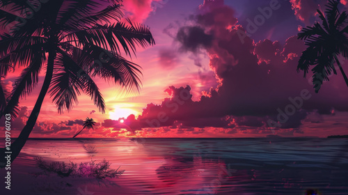 Fototapeta Naklejka Na Ścianę i Meble -  sunset over the maledives