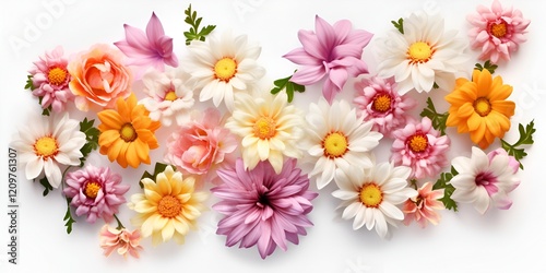  Set of Colorful Daisies and Chrysanthemums Flowers