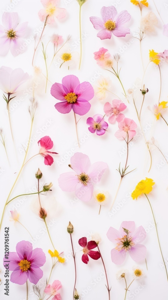 Fototapeta premium Real pressed only petal spring flowers backgrounds blossom pattern