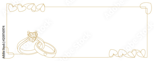 wedding ring line art style. with frame on white background 1