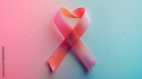 Crossed pink ribbon symbol of World Cancer Day.