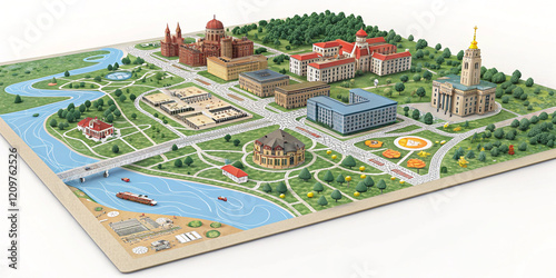 Wallpaper Mural A Detailed 3D Map Illustrating Geography and Navigation in a Modern Format Torontodigital.ca
