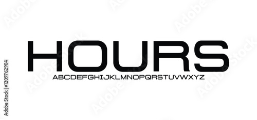 Hours, Abstract Fashion font alphabet. Minimal modern urban fonts for logo, brand etc. Typography typeface uppercase lowercase and number. vector illustration
