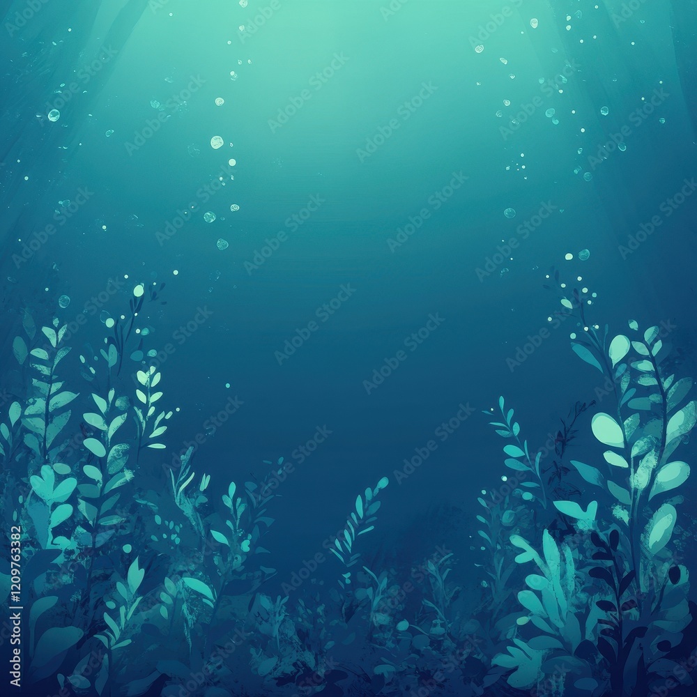 Fototapeta premium Serene Underwater Flora Scene Depicting Aquatic Plants