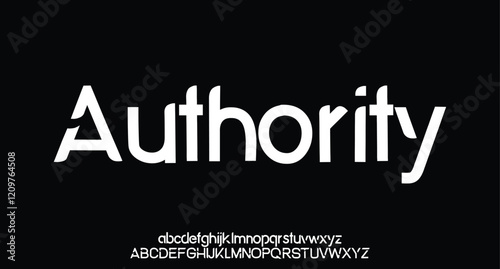 Authority, Abstract Fashion font alphabet. Minimal modern urban fonts for logo, brand etc. Typography typeface uppercase lowercase and number. vector illustration
