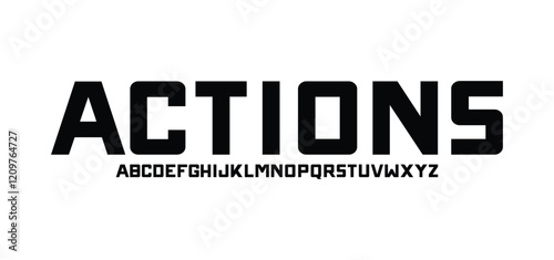 Actions, Abstract Fashion font alphabet. Minimal modern urban fonts for logo, brand etc. Typography typeface uppercase lowercase and number. vector illustration
