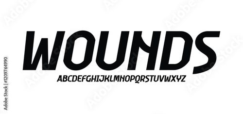 Wounds, Abstract Fashion font alphabet. Minimal modern urban fonts for logo, brand etc. Typography typeface uppercase lowercase and number. vector illustration
