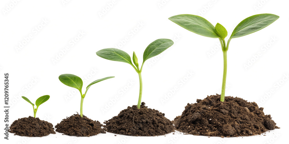 3D Representation of Sprouts and Phases of Plant Growth in Nature 3D Representation of Sprouts and Phases of Plant Growth in Nature