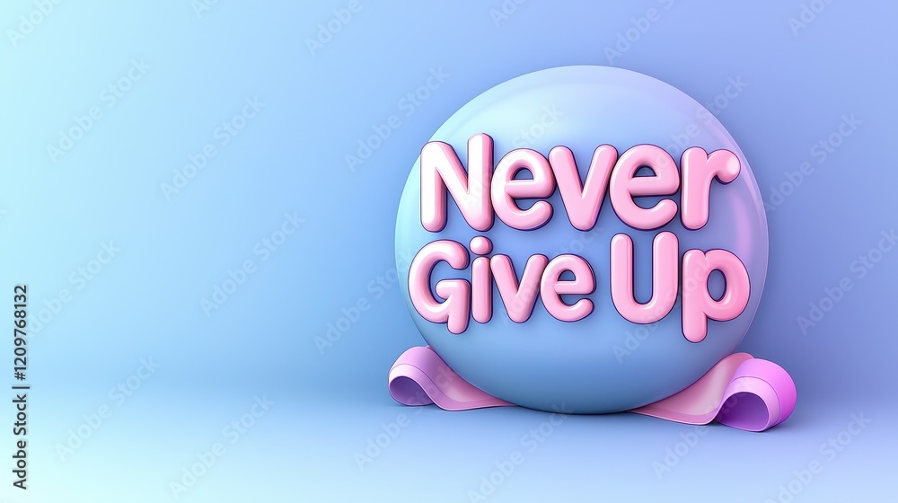 A round, pastel blue sphere with the phrase A round, pastel blue sphere with the phrase