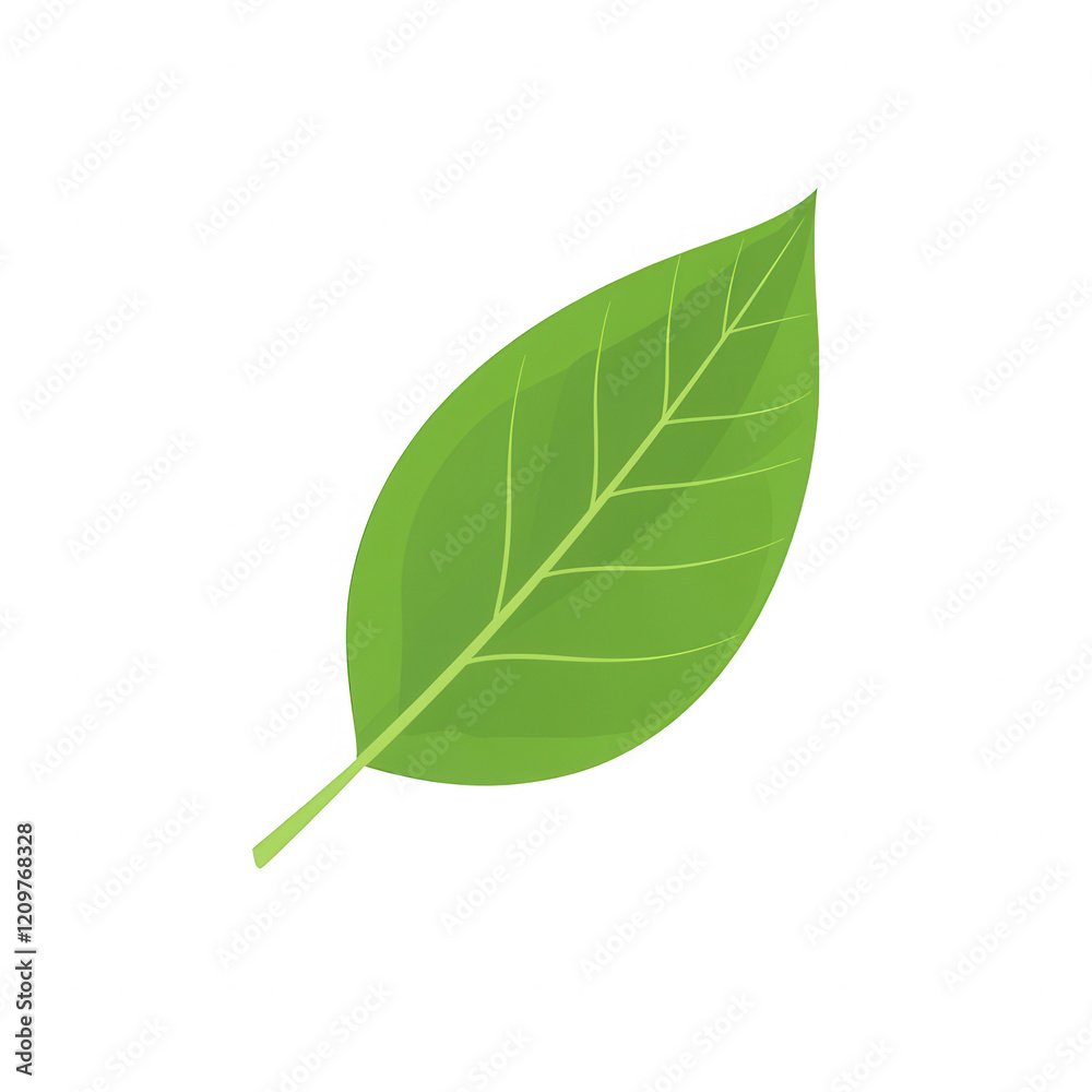 Obraz premium A vibrant green leaf showcasing intricate vein patterns for nature-themed projects., isolated on a transparent background.
