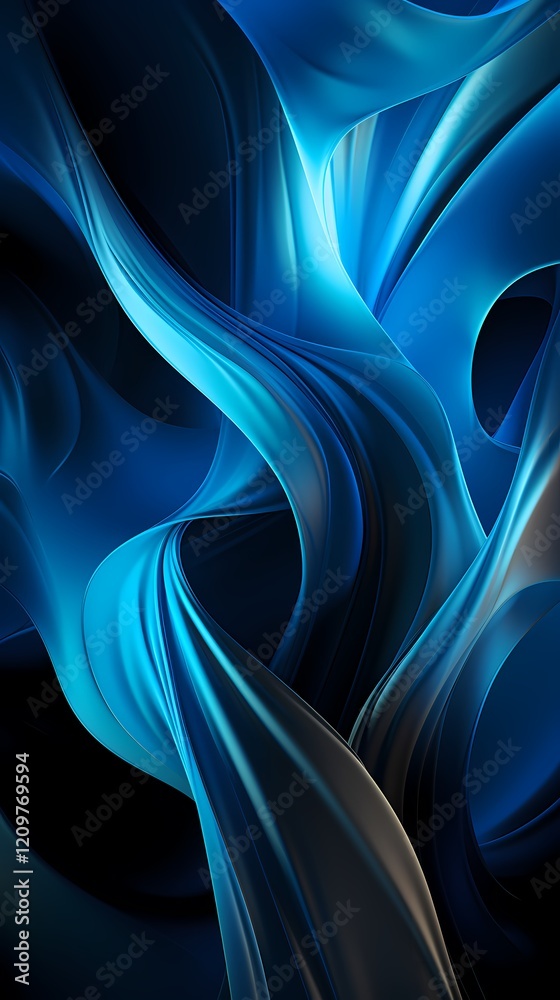 Obraz premium digital technology blue and black abstract wave poster background