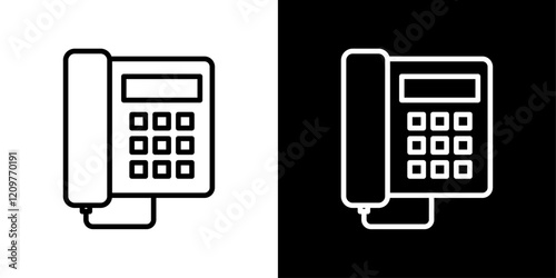 Office phone icons vector collection in black and blue colors on white background