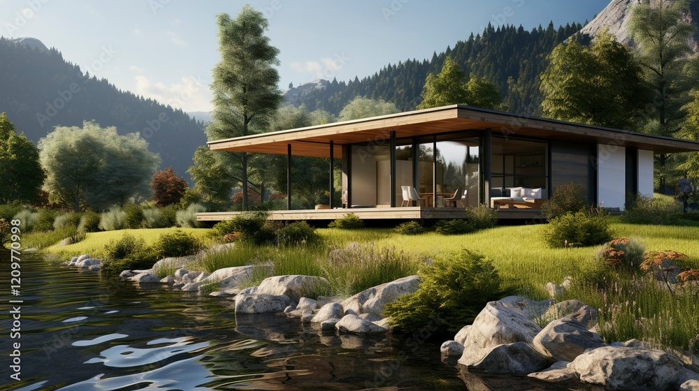 Obraz premium A photo of a Prefab Home Blending