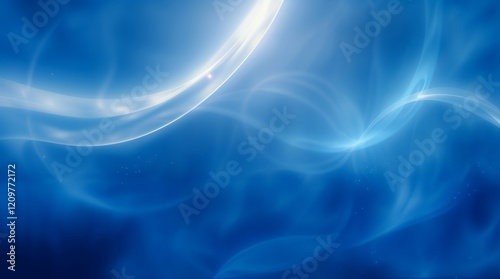 Abstract blue background with flowing white curves. The cool, ethereal design suggests movement and energy photo