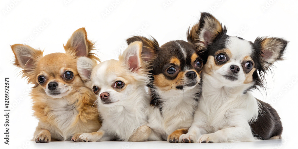 Obraz premium An Adorable Group of Chihuahuas with Curious Expressions for Pet Enthusiasts