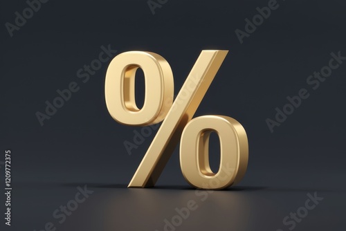 A golden percentage symbol on a dark background, symbolizing discounts, sales, and offers.