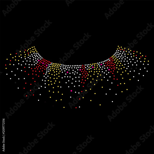 Rhinestone applique collar design for t-shirt or blouse hot-fix transfer. Abstract beautiful glitter applique rhinestone motif.	
