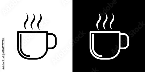 Coffee icons vector collection in black and blue colors on white background