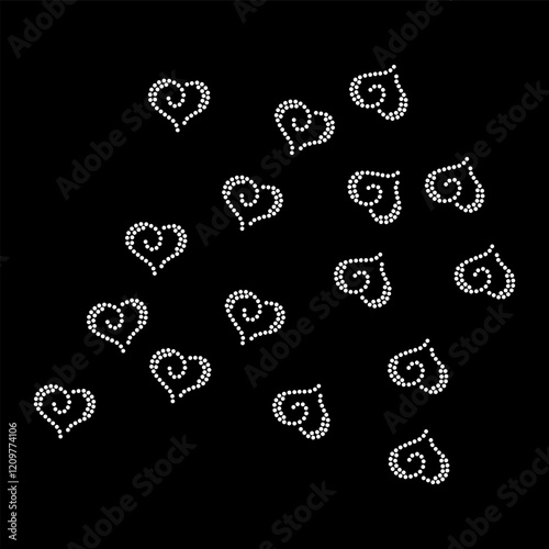 Rhinestone applique collar design for t-shirt or blouse hot-fix transfer. Abstract beautiful glitter applique rhinestone motif.	
