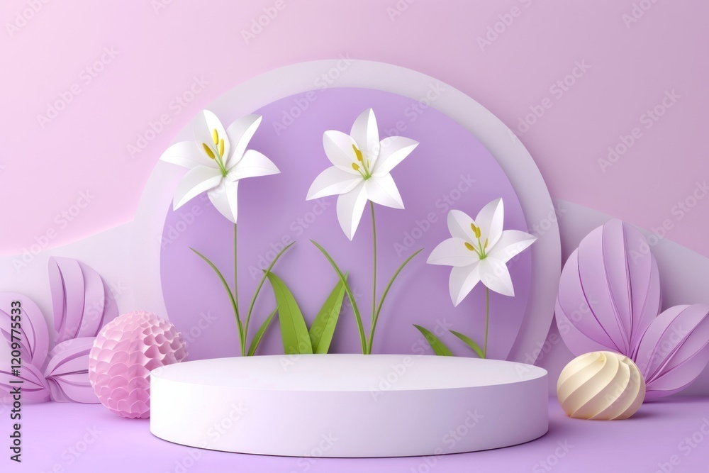 Lily with podium backdrop flower petal plant Lily with podium backdrop flower petal plant