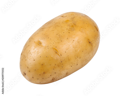 Fresh potato isolated on a clean white background, perfect for cutout images with transparent background for use in food, cooking, and product photography