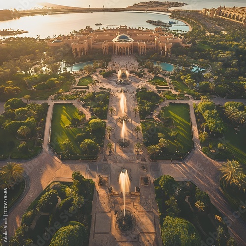 Scenic View of Emirates Palace Hotel and Surrounding Gardens photo