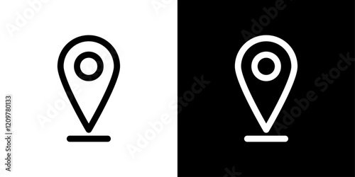 Marker icons vector collection in black and blue colors on white background