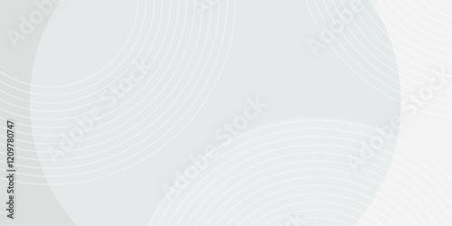 White geometric abstract background overlap layer on bright space with lines effect decoration. Modern graphic design element circles style concept for banner.