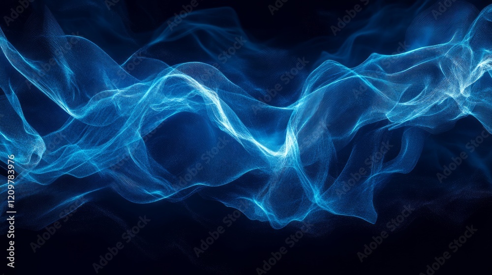 Obraz premium Blue digital financial data stream with glowing lines, abstract and high-tech, vibrant and powerful, futuristic and sleek, detailed and dynamic atmosphere